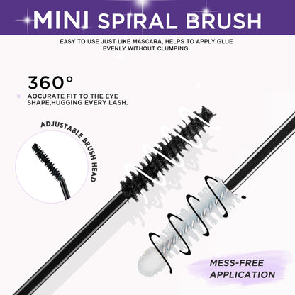 GAQQI Lash Cluster Glue, Lash Bond and Seal Waterproof, Bond & Seal Lash Glue for Eyelash Cluster, Lash Glue Black Long-Lasting 72H, Latex-Free（5ml+5ml）