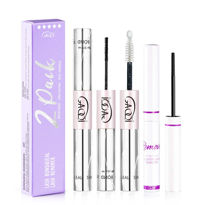 GAQQI Lash Cluster Glue, Lash Bond and Seal Waterproof, Bond & Seal Lash Glue for Eyelash Cluster, Lash Glue Black Long-Lasting 72H, Latex-Free（5ml+5ml）