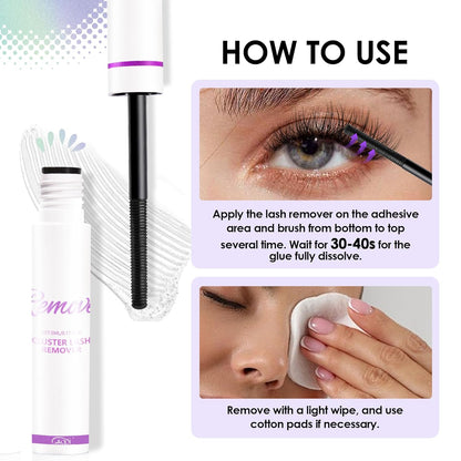 GAQQI Lash Cluster Glue, Lash Bond and Seal Waterproof, Bond & Seal Lash Glue for Eyelash Cluster, Lash Glue Black Long-Lasting 72H, Latex-Free（5ml+5ml）