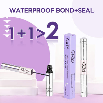 GAQQI Lash Cluster Glue, Lash Bond and Seal Waterproof, Bond & Seal Lash Glue for Eyelash Cluster, Lash Glue Black Long-Lasting 72H, Latex-Free（5ml+5ml）