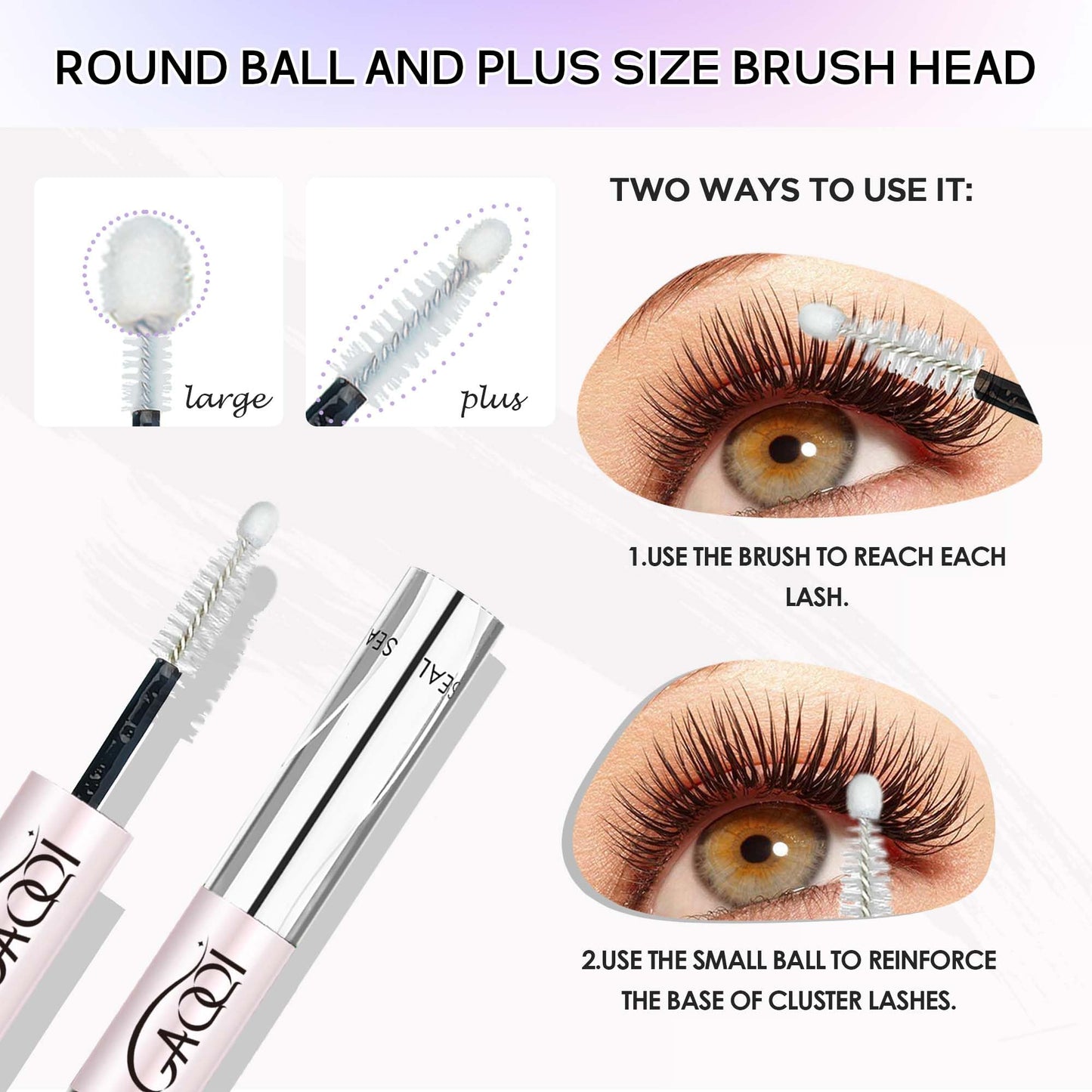 GAQQI Lash Cluster Glue, Lash Bond and Seal Waterproof, Bond & Seal Lash Glue for Eyelash Cluster, Lash Glue Black Long-Lasting 72H, Latex-Free（5ml+5ml）