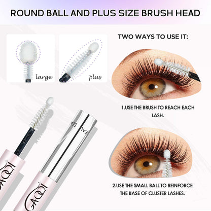 GAQQI Lash Cluster Glue, Lash Bond and Seal Waterproof, Bond & Seal Lash Glue for Eyelash Cluster, Lash Glue Black Long-Lasting 72H, Latex-Free（5ml+5ml）