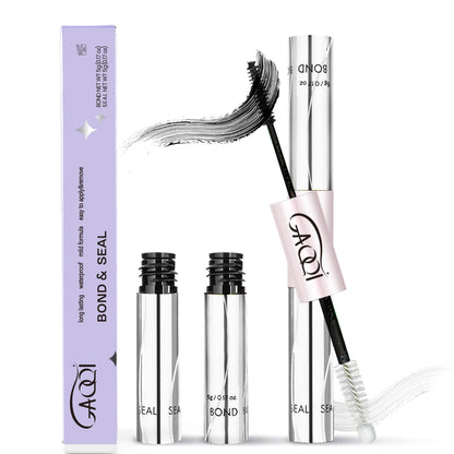 GAQQI Lash Cluster Glue, Lash Bond and Seal Waterproof, Bond & Seal Lash Glue for Eyelash Cluster, Lash Glue Black Long-Lasting 72H, Latex-Free（5ml+5ml）