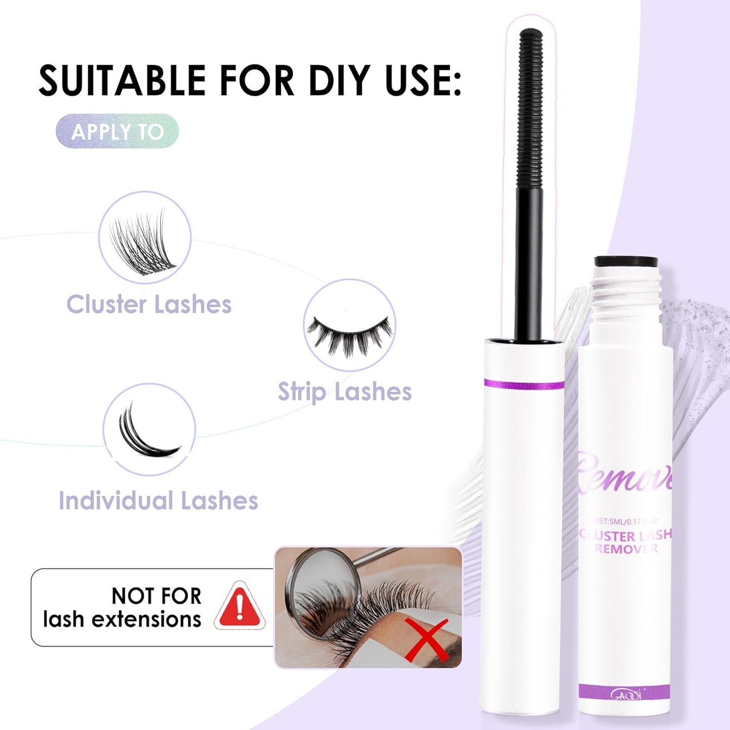 GAQQI Lash Cluster Glue, Lash Bond and Seal Waterproof, Bond & Seal Lash Glue for Eyelash Cluster, Lash Glue Black Long-Lasting 72H, Latex-Free（5ml+5ml）